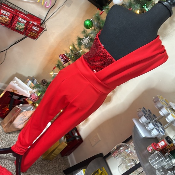 CHICME Red Sequin One Piece Suit Size M - Picture 5 of 8
